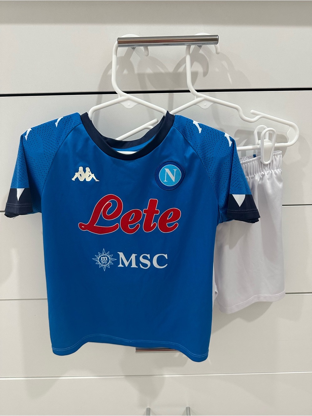 Napoli Kids Blue Soccer Jersey and White Shorts Set Size 5